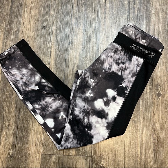 Justice Other - Justice Tie Dye Marble Black and White Stretch Leggings Mid Waist Girls 12